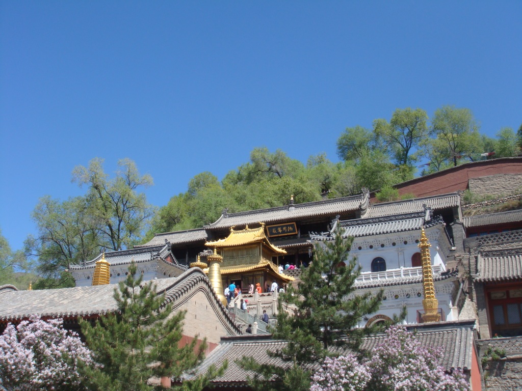 temple building under the blue sky at wutaishan of private Shanxi tour